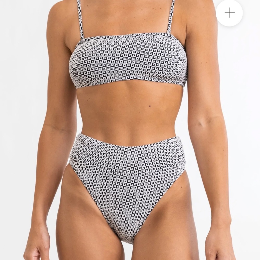 Rhythm. Black and White Geo Print High-Waist Bikini